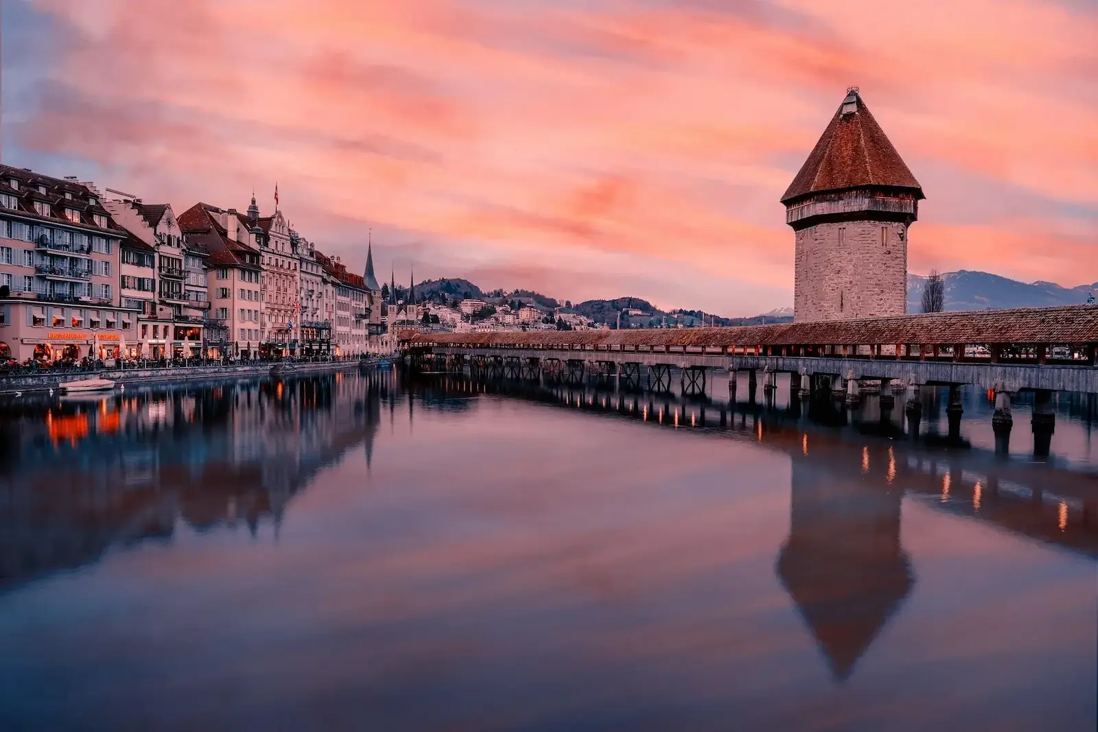 Swiss landscape with historical bridge